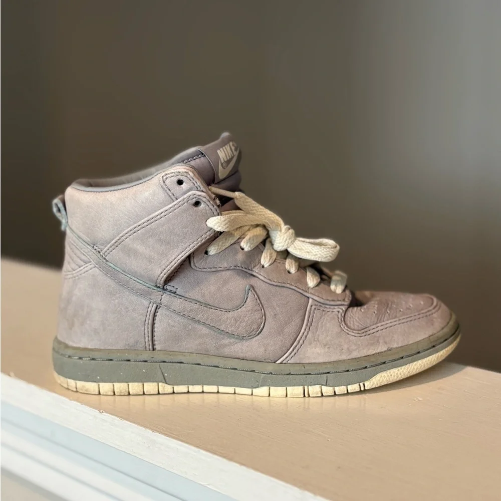 Nike Dunk High Skinny Premium Gray Cream Shoes Sneakers Youth 3.5Y Womens 5